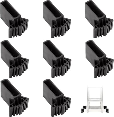 LDHHYH Pack of 8 Ladder Legs, 8.5 x 6 cm, Black Ladder Leg Covers, Rubber Feet for Ladders, Replacement Ladder Caps, Ladder Protective Pads, Non-Slip Ladder Feet for Home Workers on the
