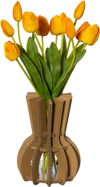 Kartonnen droogbloemen vaas eric - 19 x 19 x 23 cm - Kartent