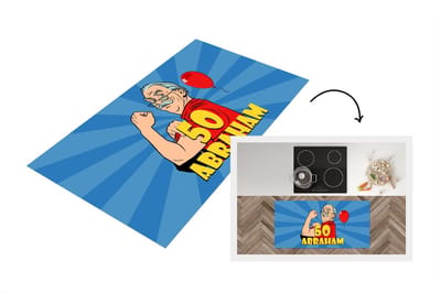 Keukenloper - Loper keuken - Jubileum cadeau - 50 jaar versiering - Ballon - Man - Abraham - 120x60 cm - Keukenloper vinyl