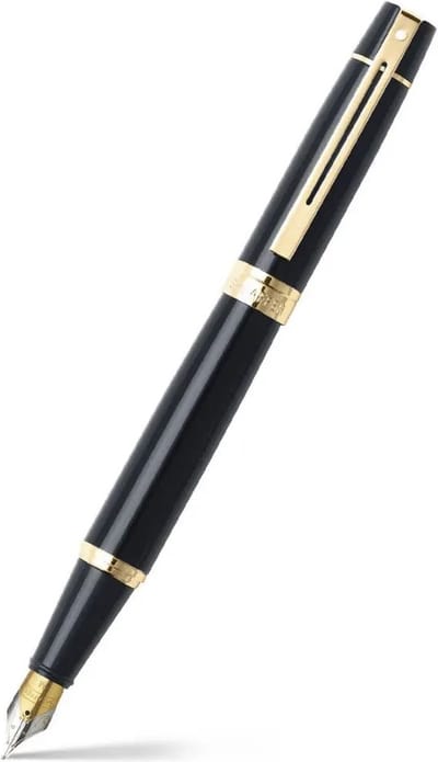 Sheaffer vulpen - 300 - glanzend zwart met goud - penpunt M - inclusief convertor voor vulling