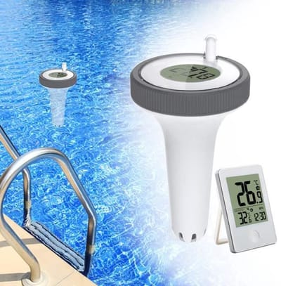 Draadloze, drijvende digitale zwembadthermometer - Waterthermometer met ontvanger, Geschikt voor zwembaden, vijvers en buitenruimtes.