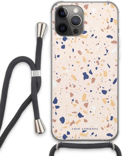 Case Company® - Hoesje met koord geschikt voor iPhone 13 Pro Max hoesje met Koord - Terrazzo N°23 - Telefoonhoesje met Zwart Koord - Bescherming aan alle Kanten en Over de Schermrand