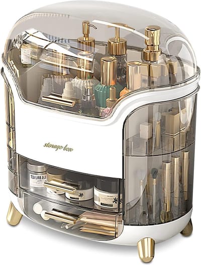 Draagbare Licht Luxe Serie Multifunctionele Make Up Case Stofdichte Cosmetische Opbergdoos Cosmetica Huidverzorgingsproducten Sieraden Organizer Case Lipstick Box - Wit