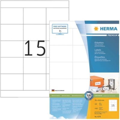 Herma premium-etiketten nr. 4278 op A4-bladen, permanent hechtend