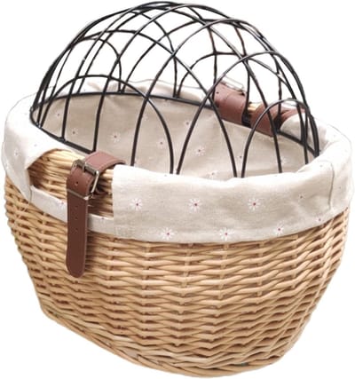 White-Label® Luxe Fietsmand - Fietsmand Hond Voorop - Fietstas - 30x25cm - Houtkleur