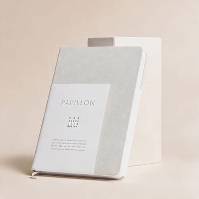 Dzukou Papillon - Notitieboek - A5 - Blanco - Grijs - Linnen Kaft