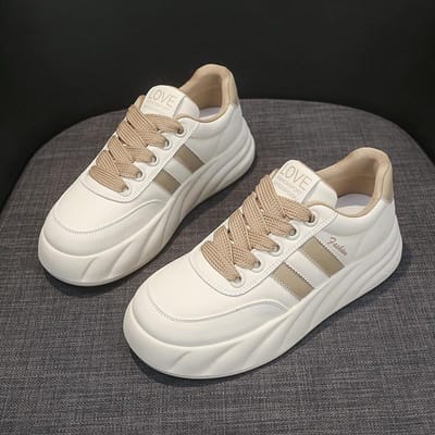 Leren Kleine Witte Schoenen Lente Nieuwe Dikkere Zool Verhogende Damesschoenen Veelzijdige Boardschoenen Casual Schoenen Dames Sportschoenen 40