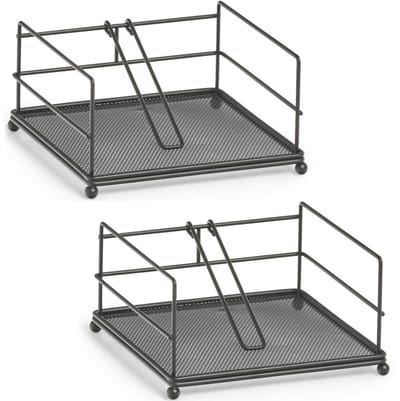 Zeller Servettenhouder - 2x - met stop - metaal - 17 cm - servethouders/servettenhouders