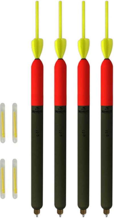 Roofvis Dobbers - Loodvis Dobbers - Roofvissen Vissen - Zeil Beweegt Aas - 4 stuks 25 cm - Olijfgroen Signaaloranje