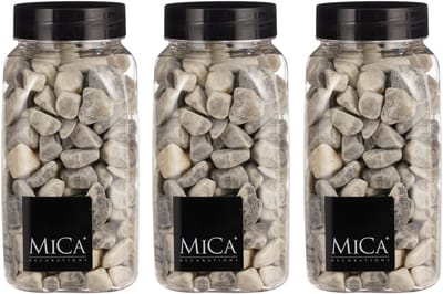 Mica Decorations decoratie stenen - 3x - 650ml - lichtgrijs mix - hobby steentjes - sier stenen