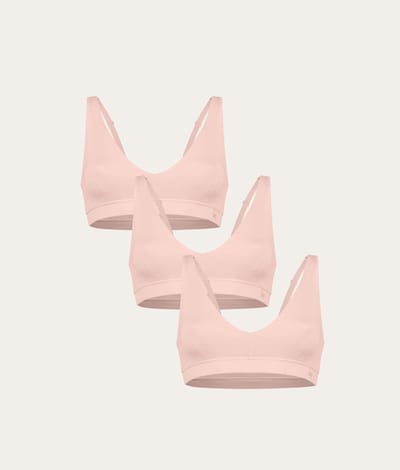 Undiemeister Bralette Dames 3-Pack Platte Naden Tencel Beha - Blush Dusk (Lichtroze) - Maat M
