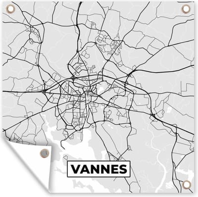 Tuin poster Stadskaart - Frankrijk - Kaart - Vannes - Plattegrond - 200x200 cm - Tuindoek
