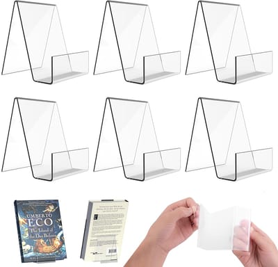Transparante acryl boekstandaard – set van 6 stuks, schuine tafelstandaard voor boeken, tablets, notitieboeken en fotoalbums