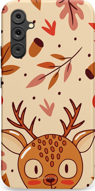 Casetastic hoesje geschikt voor Samsung Galaxy A34 (2023) 5G - Dubbellaagse bescherming - Hert in de herfst - Fashion Case - Zand Terracotta Rood