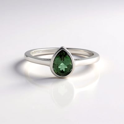 Cavill - Zilveren ring 925 Sterling met 0,608 ct peervormige Chroom Apatiet - Modern minimalistisch design - Groene edelsteen uit Brazilië