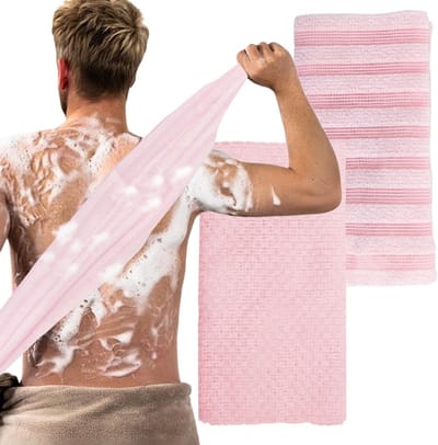 2 Stuks Peeling Handdoeken voor Diepe Reiniging, Lichaamspeeling, Bad- en Douchespons voor Hem en Haar (Roze)