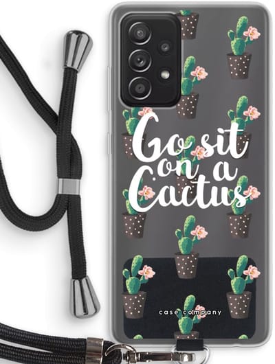 Case Company® - Hoesje met koord geschikt voor Samsung Galaxy A52s 5G hoesje met Koord - Cactus quote - Telefoonhoesje met Zwart Koord - Bescherming aan alle Kanten en Over de Schermrand