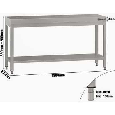 GGM Gastro Edelstahl Arbeitstisch ECO - 1800x600mm - mit Grundboden Zilver