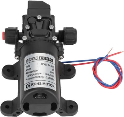 Allecto Plus - Zelfaanzuigende Waterpomp 12V 70W voor caravan en camper - 6L/min 0.9MPA - Elektrische sproeierpomp - Marine boot tuin - Hogedrukmembraan - Membranpomp