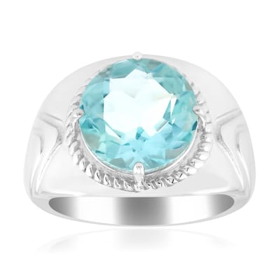 Cavill - Zilveren Ring 925 Sterling Zilver met Palladium - Braldu Fluoriet 3,87 ct Rondgeslepen - Handgemaakt Elegant Design - Luxe Statement Ring