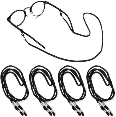 Allecto - Zonnebrilhouder - Brillenkoord - Veilig en comfortabel - Zwart - Brillenband - Ideaal voor buitenactiviteiten - Set van 4
