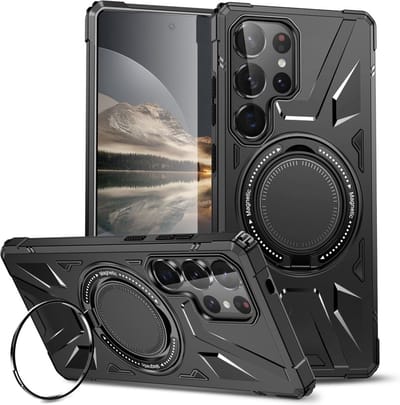 Coverup Hoesje - Geschikt voor Samsung Galaxy S25 Ultra Hoesje - Coverup Heavy Duty Ring Kickstand Back Cover - MagSafe Compatible - Zwart