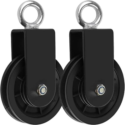 Rope Roller met U-Beugel voor Fitness, 360° Kabelpulley, Blokrollen voor Schommels, Set van 2, Ideaal voor Thuisgym en Krachttraining