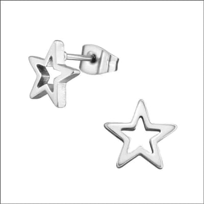 Aramat Jewels | Oorbellen | RVS Sterren Oorbellen Diverse Kleuren 6-10mm - Ster Studs Collectie | zilverkleur-10mm | |7mm | Staal | Kinderen, Volwassenen | Verkleurd niet