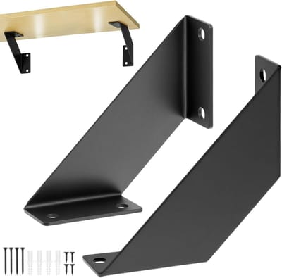Set van 2 Zwarte Stevige Wandbeugels voor Planken - Ideaal voor Wandplanken en Opbergruimte - 10cm