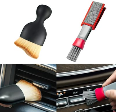 Dailygoods- Interieurreinigingsborstels Set van 2 - Zacht/Duurzaam - Krasvrij - Voor Auto/Huis - Hoogwaardige Viscosevezels - Grondige Reiniging - Reinigingsborstels