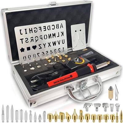 Houtbranderset - Pyrografie set - Creatief versieren - Variabele temperatuur - 27 Punten - Zwart