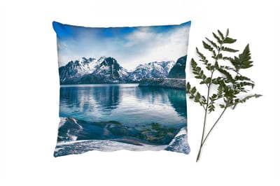 Sierkussens - Kussentjes Woonkamer - 40x40 cm - Water - Bergen - Natuur - Kerstversiering - Kerstdecoratie voor binnen - Woonkamer