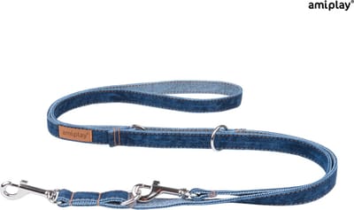 AmiPlay Prestige Verstelbare Hondenlijn - Denim - Navy - L - Breedte: 2 cm - Lengte: 100 - 200 cm