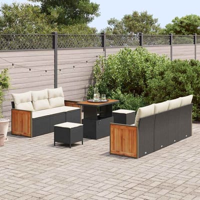 vidaXL - Tuinbank - Set - 13 - st - 9-Aantal - zitplaatsen - Zwart - en - Crème