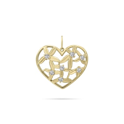 Gisser Jewels - Hanger VGP031 - 14k geelgoud - met bloemen en zirconia stenen -