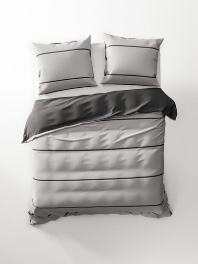HNL Jason Dekbedovertrek - Eenpersoons - 140x200/220 cm - Silver Grey/Castle Grey
