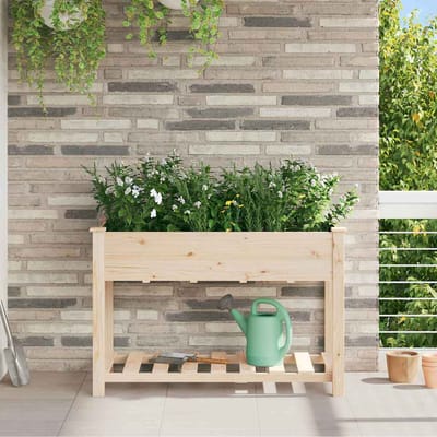 vidaXL - Plantenbak - Beige - 115 - x - 59 - x - 76,5 - cm - Massief - Vurenhout