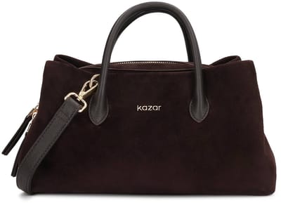 Brown bag made of a combination of suede and smooth leather