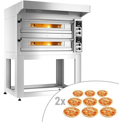 GGM Gastro Elektro Pizzaofen - 9+9x 33cm - Manuell - inkl. Haube & Untergestell Zilver