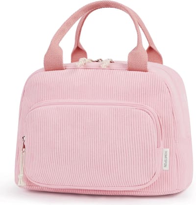Corduroy lunchtas - Koeltas tas - Lunch meenemen - Ruim voorvak - 29 x 165 x 21 cm - Bruin