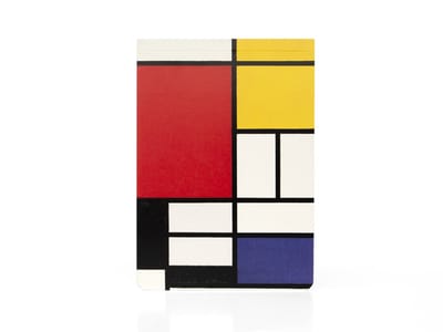 Lanzfeld Mondriaan - Notitieboek A6 - Blanco - 36 Pagina's - Rood Geel Blauw - Softcover