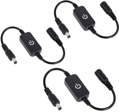 Set van 3 LED Touch inline dimmers voor LED strips - Verstelbare helderheid, 12V/24V, 1.5A, ideaal voor sfeerverlichting en gebruiksgemak