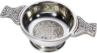 Kleine Keltische Cirkel Tinnen Quaich - Whisky Tasting Kom en Liefdesbeker voor Burns Night