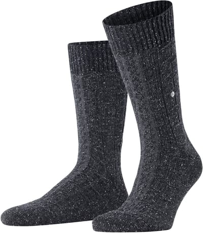 Burlington Twist of Tweed gedessineerd wol sokken heren grijs - maat 40-46
