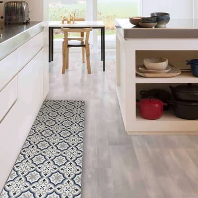 JYG Vloerkleed Orval - Keukenloper - Keukenmat - Vinyl - Vintage - 60x160cm - Blauw - Grijs - Ecru
