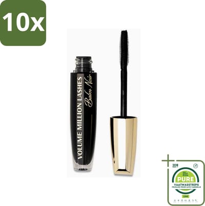 10 x L'Oréal Paris - Mascara - Volume Million Lashes Balm Noir - Zwart - 8,9 ml - Grootverpakking - Mascara - Volume - Verzorging - Wimpers - Hypoallergeen