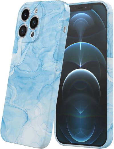 Smartphonica Telefoonhoesje Geschikt voor iPhone 12 Pro met Blauw Marmer Opdruk - Flexibel Softcase TPU - Backcover Case Blue Marble Design geschikt voor iPhone 12 Pro