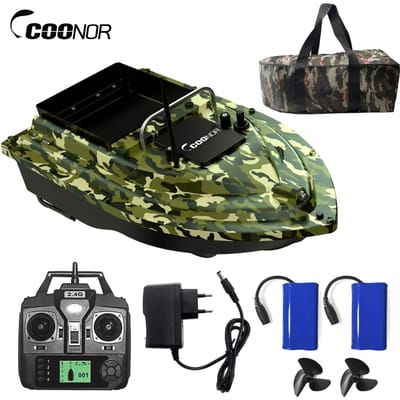 Bateau à appâts de pêche GPS avec grand conteneur d'appâts, bateau à appâts automatique avec portée à distance de 400 à 500M With 2 Rechargeable Battery camouflage