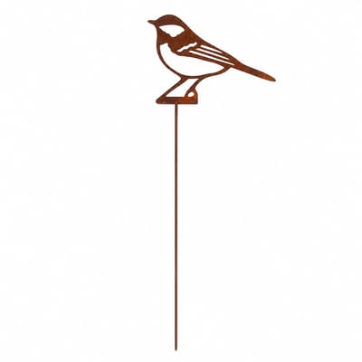 Corten stalen koolmees,tuinsteker 35 cm