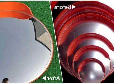 Veiligheidsspiegel - Verkeersspiegel Buiten - Zicht Verbeteren - Groothoek Weergave - 30cm Diameter - Oranje